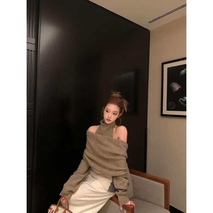 慵懒风设计感毛针织衫针织气质显瘦网红时尚休闲宽松秋冬百搭韩版