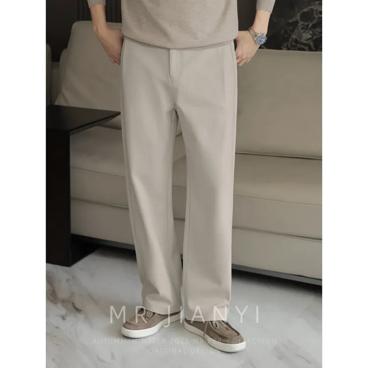 MR JIANYI  冬季【立褶空间】亲肤直筒长裤磨毛保暖商务休闲西裤男