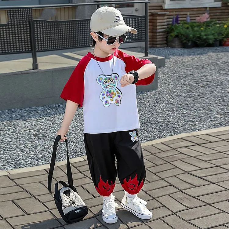 童装男童夏季套装2025新款衣服夏装短袖儿童男孩洋气薄款痞帅炸街