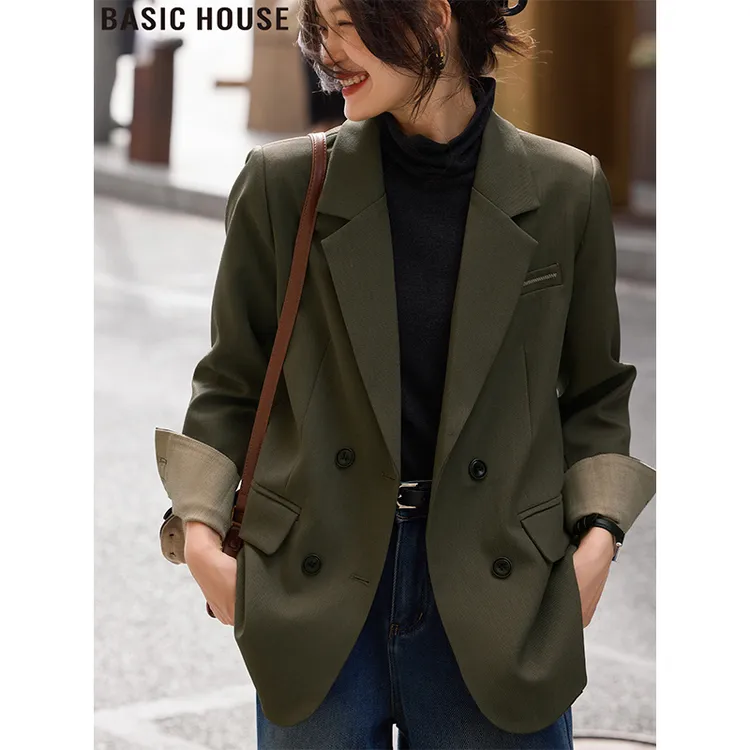 Basic House/百家好咖色通勤职业西装外套高级感气质西服女装秋冬
