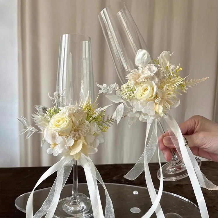 永生花婚礼敬酒杯一对酒杯diy手工材料包实用订婚结婚礼物送闺蜜