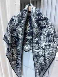 【青花瓷】羊毛三角巾女士百搭藏蓝色披肩围巾腰封民族风