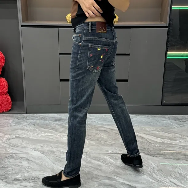 70996-秋季时尚男士欧货高品质修身小脚牛仔裤