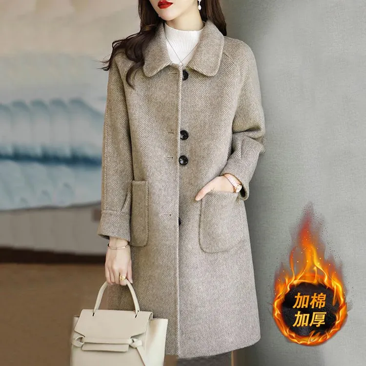2025新款秋冬季超好看毛呢外套女士高级感妈妈加厚中长版呢子大衣