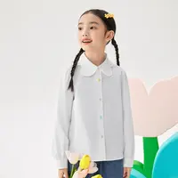小茵曼女童衬衣长袖春秋洋气打底百搭衬衫翻领中大童3843010