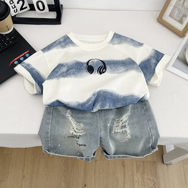 男童夏装套装2025新款儿童韩版短袖夏季衣服男孩帅气宽松夏款时尚