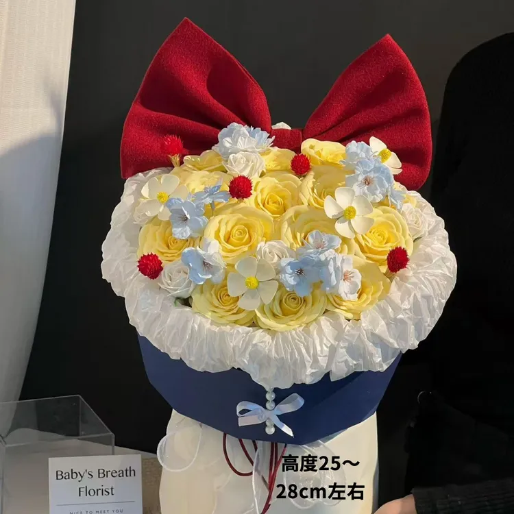 情人节520白雪公主配色玫瑰花束香皂花仿真手捧花七夕生日送礼物
