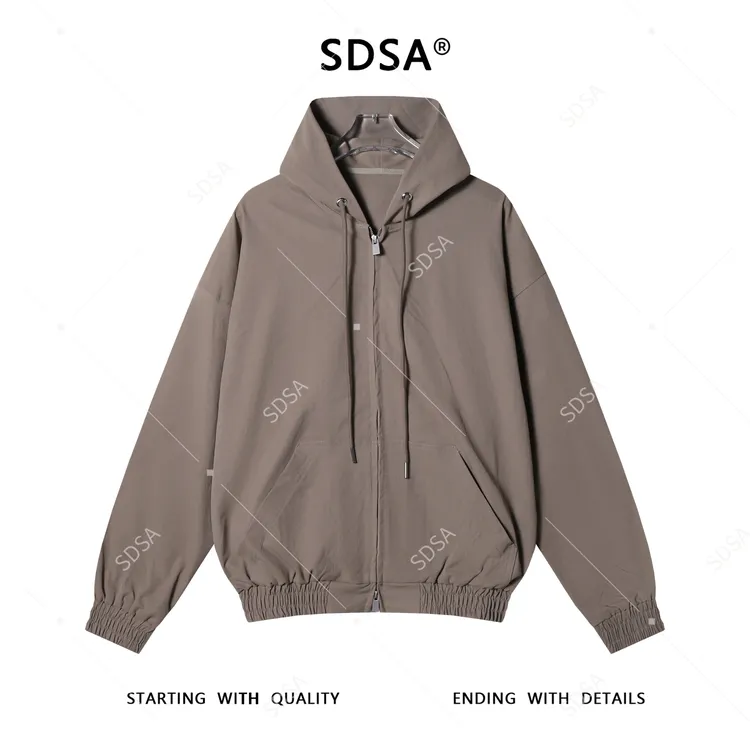 SDSA男士秋冬新款痞帅男装纯色高街抽绳连帽夹克外套小众时尚上衣