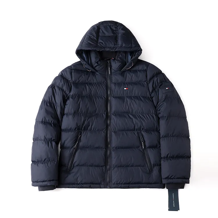 TOMMY HILFIGER冬季棉服加厚款男士保暖抗寒连帽外套大号男装 ZZ