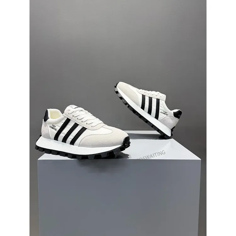 【香港DcSU&Shoes官方正品】三道杠低帮翻毛皮运动休闲软底老爹鞋