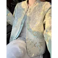 【茶柳岸】新中式春秋季宽松外套女手工串珠高定重工刺绣上衣