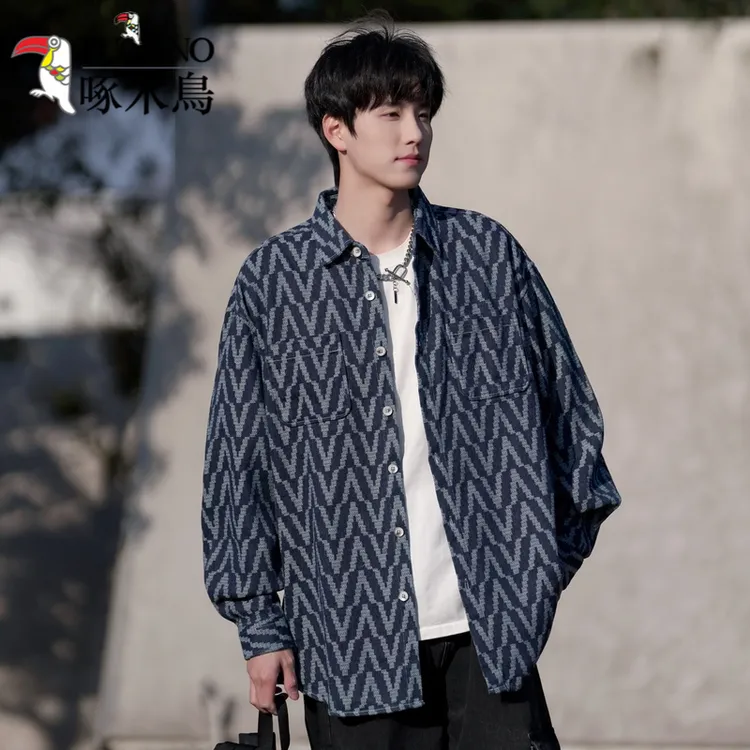 TUCANO/啄木鳥春秋季牛仔衬衫男潮流宽松男款青少年帅气港风外套