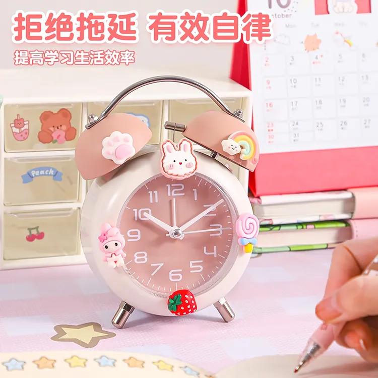 【送贴片】可爱小女孩闹钟学生专用起床男孩床头闹铃时钟叫醒闹铃