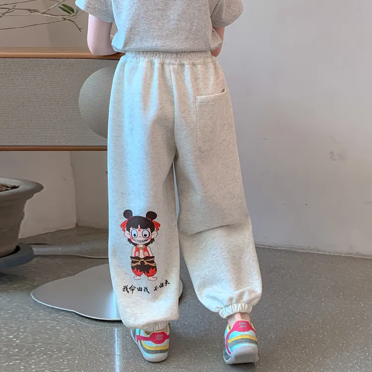 女童裤子夏季2025新款洋气大童女孩国潮哪吒薄款夏款儿童休闲卫裤
