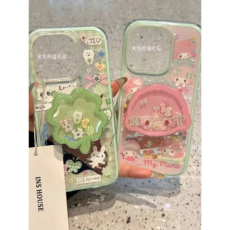 新款小粉羊自嘲熊适用iphone16卡通15支架手机壳华为vivo小米oppo