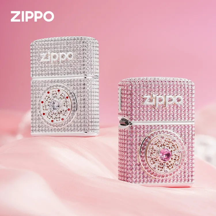 ZIPPO打火机【镀银粉钻八宝罗盘】防风男士七夕送礼DYJ1H1X1