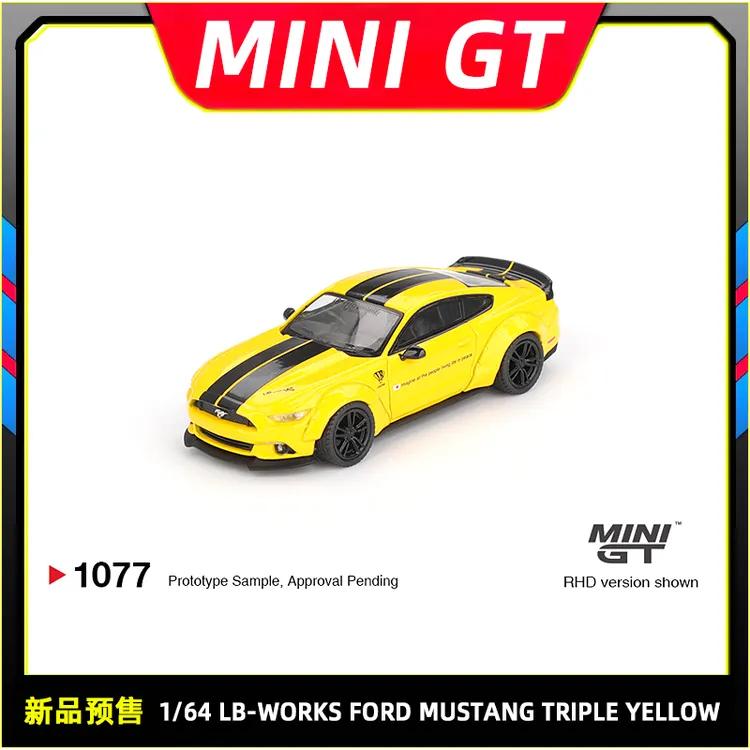 现货 MINIGT 1:64 LB-WORKS 福特野马 黄色 合金汽车模型#1077
