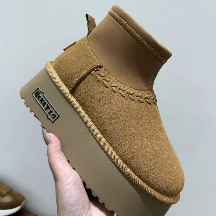 新疆包邮新款雪地靴-2025正码百搭加绒加厚保暖女款时尚厚底秋冬