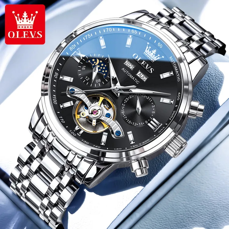 OLEVS/欧利时帅气手表男士自动机械表多功能防水夜光潮流镂空腕表