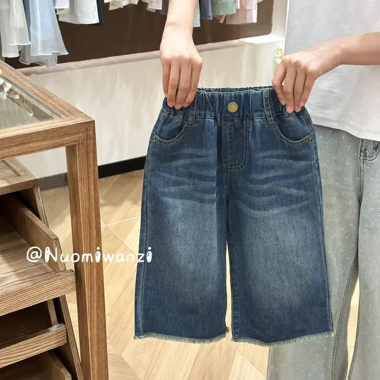 丸子十【梦想家】儿童夏季韩版百搭洋气牛仔九分裤（夏款）WZJ-52292