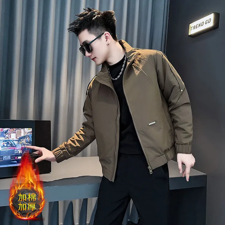 加棉外套男款秋冬季潮牌男装立领夹克2025新款高级感短款加厚上衣