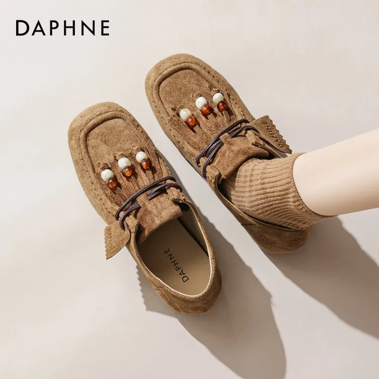 Daphne/达芙妮爆款袋鼠鞋女2025秋季新款复古勃肯鞋软底豆豆单鞋