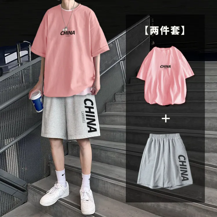 2025夏季五分裤两件套男外穿国潮休闲五分国潮男士夏季套装背心