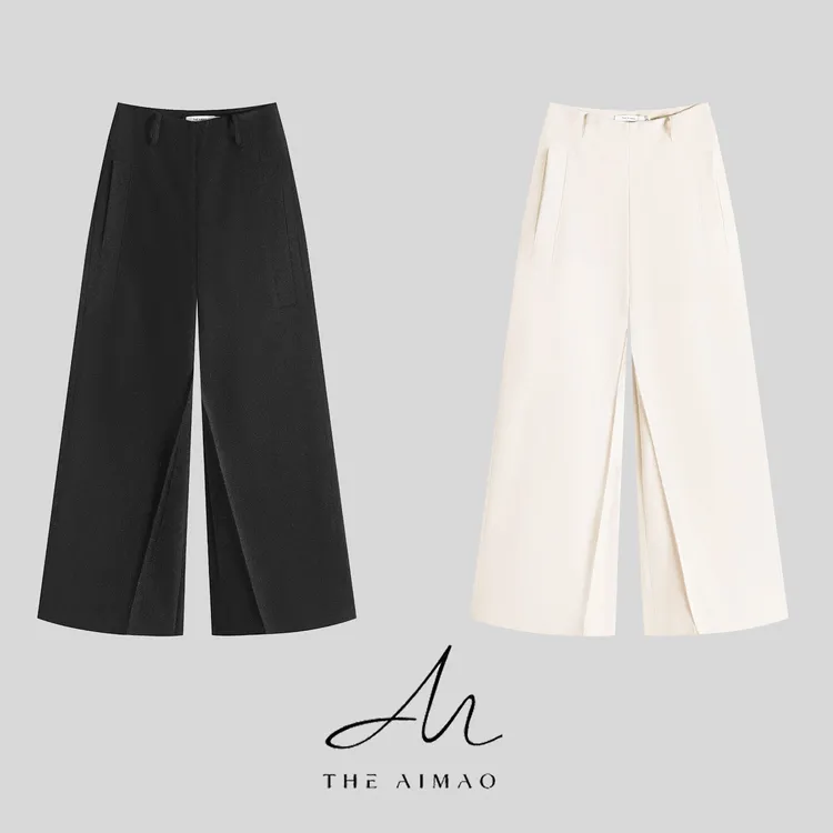 【THE AIMAO】“柔权主义”羊毛混纺立体破缝压褶显瘦休闲裤XYX82940