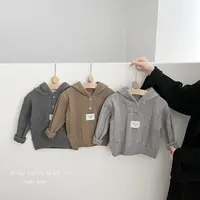 T25Q139 春秋韩系男女纯色连帽毛衣外套针织开衫超萌穿搭婴儿上衣