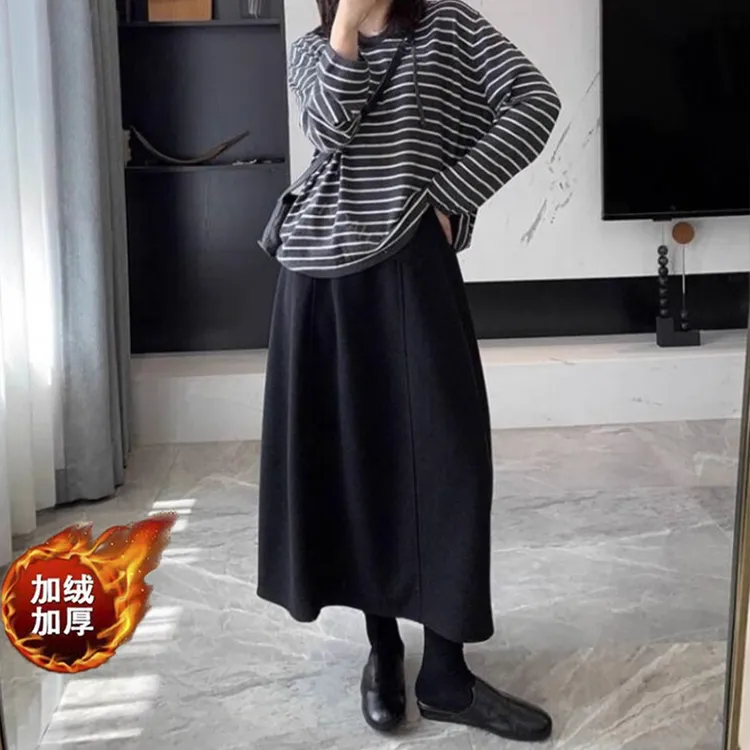 【原创藏肉花苞裙】山羊绒·桑蚕丝2025秋冬季气质松紧高腰半身裙