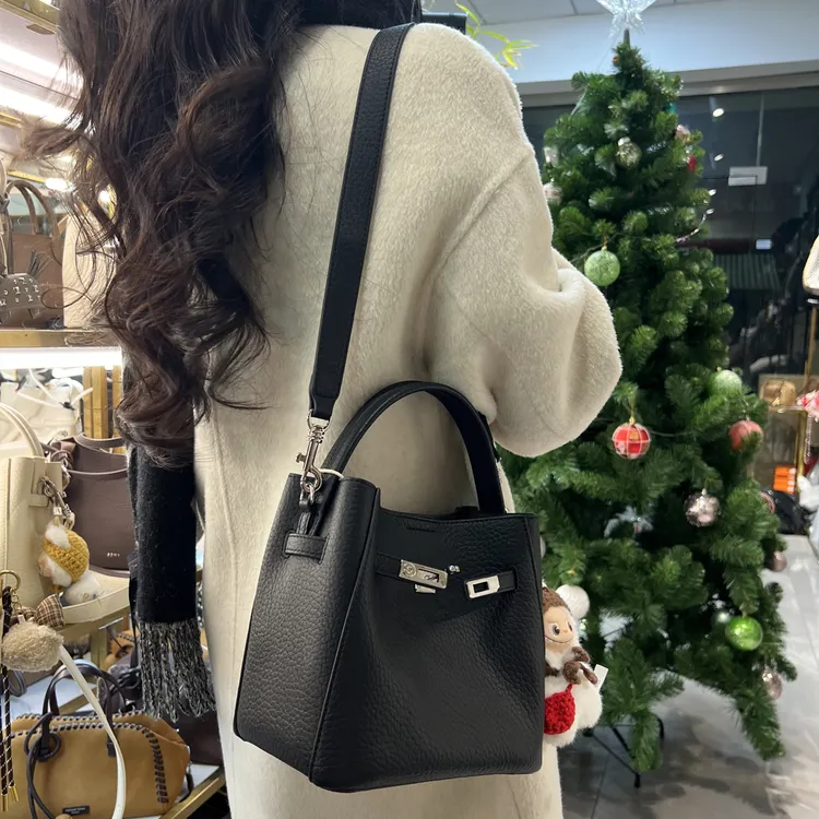 【质感水桶牛皮】新款小众手提单肩百搭纯色设计简约潮流斜挎女包