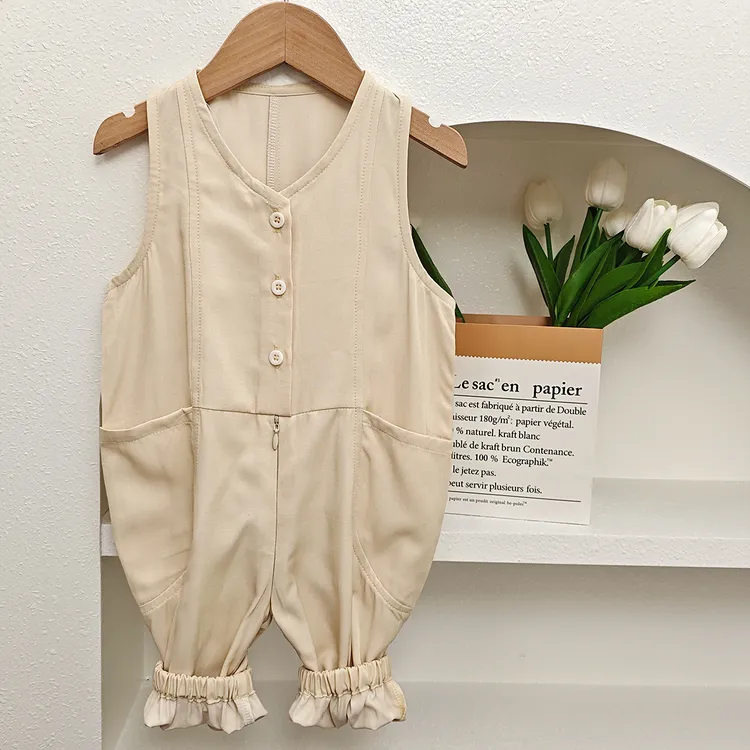 夏季洋气睡袋休闲休闲风ol拉链背带裤宽松长爬连体衣夏款婴儿宝宝