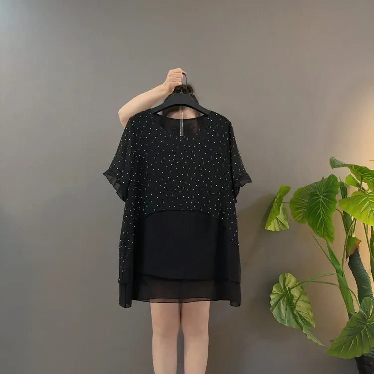 拼色常规风风短袖T恤宽松显瘦时尚遮肚