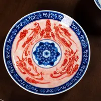 【YR】青花拓片 （喜迎飞天） 壶承 3.7cm*14.2cm 