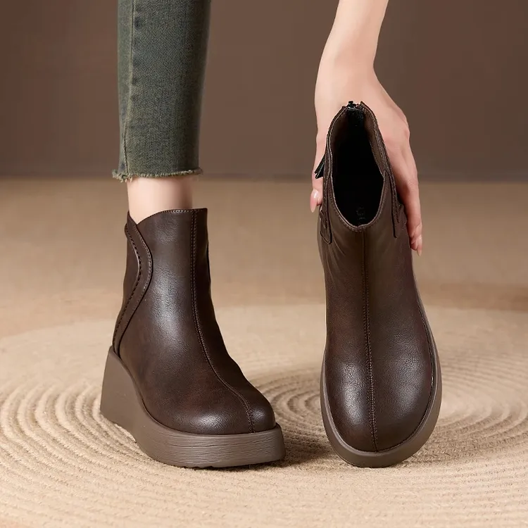 小个子厚底增高复古雪地短靴女冬季新款加绒软底防滑勃肯棉鞋