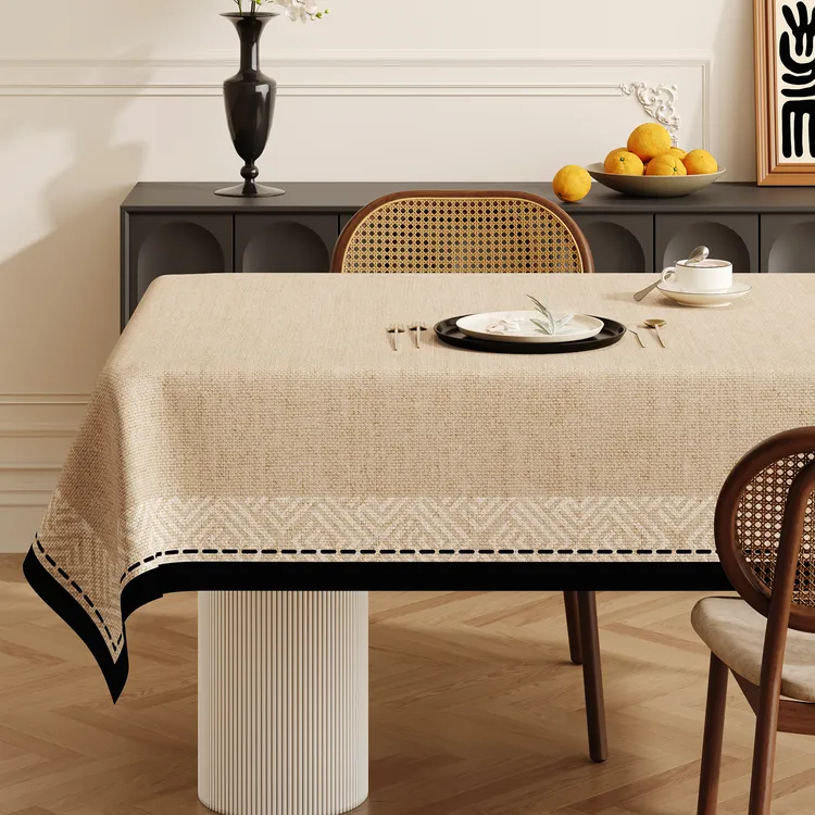 中古风复古餐桌布防水防油防烫免洗轻奢高级感pvc桌布茶几台盖布