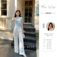 【奶盖裤】<YiYiii>夏季小个子宽松户外防晒显瘦高腰白色直筒牛仔裤