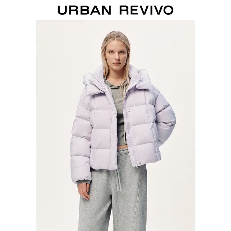 UR2025冬季新款女装简约休闲绗缝连帽宽松羽绒服UYY150087