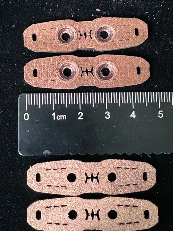 如巧皮兜  精选2MM8.5~9珠皮兜带定位孔烫孔100皮兜加20米琥珀带