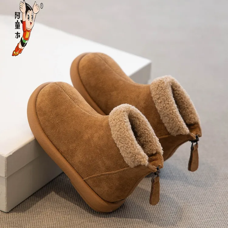阿童木女童棉靴雪地靴2025秋冬季新款女宝宝大棉靴子儿童加绒短靴