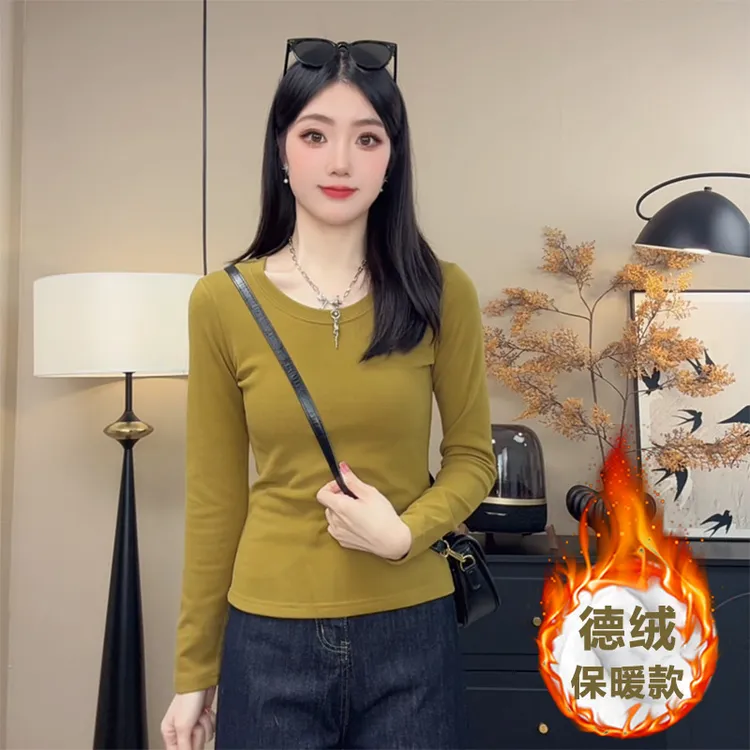 德绒款保暖长袖打底衫女2025秋冬季新款高级感修身显瘦内搭上衣服