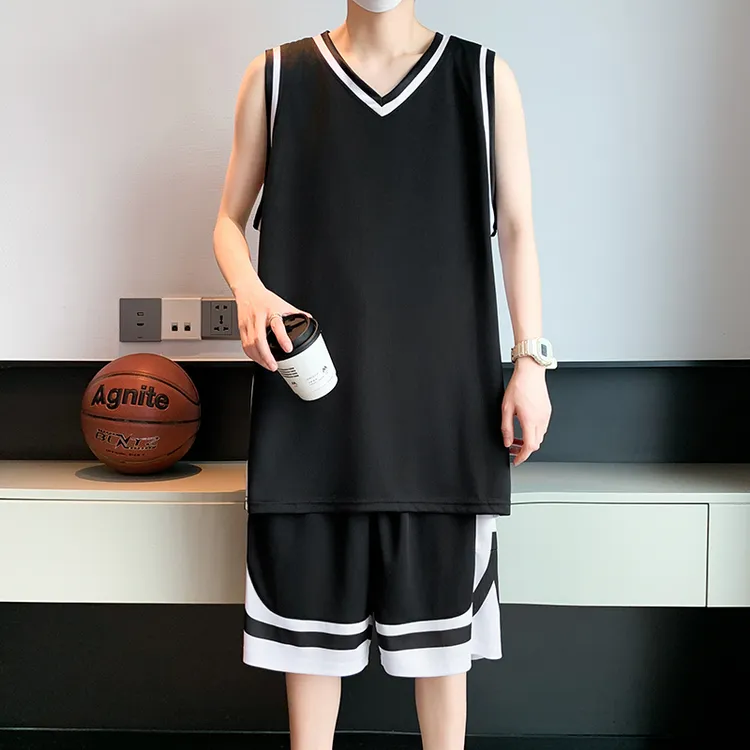 男士夏季篮球服套装速干透气比赛训练加大码跑步队服青少年宽松男