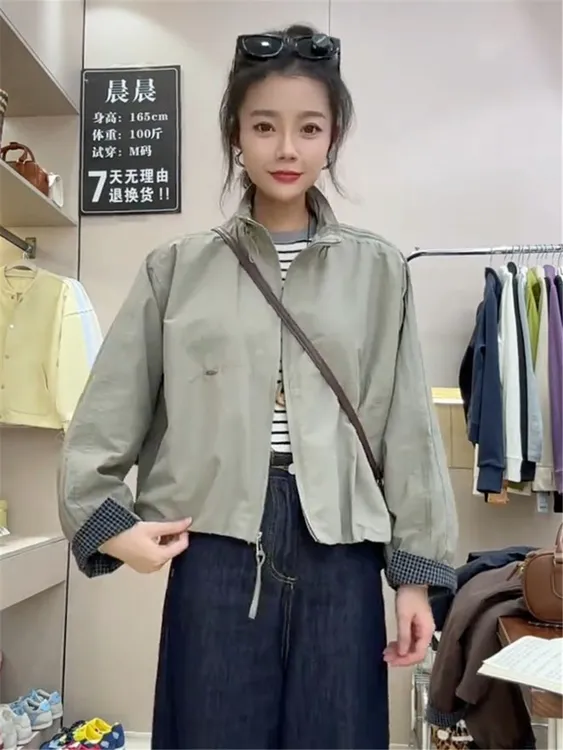 时尚外套女款秋2025新款立领冲锋衣休闲夹克小个子棒球服短款风衣