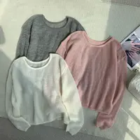 ［巧巧定制］新款韩版百搭修身显瘦时尚纯色设计感针织长袖上衣6106