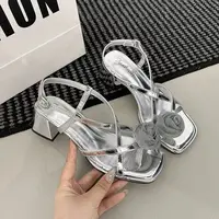 中跟露趾凉鞋夏季法式性感气质凉鞋D2508