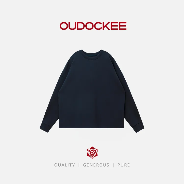 OUDOCKEE 鸥鸥 【棉】纯色简约廓形圆领百搭时髦感长袖 WACF646T