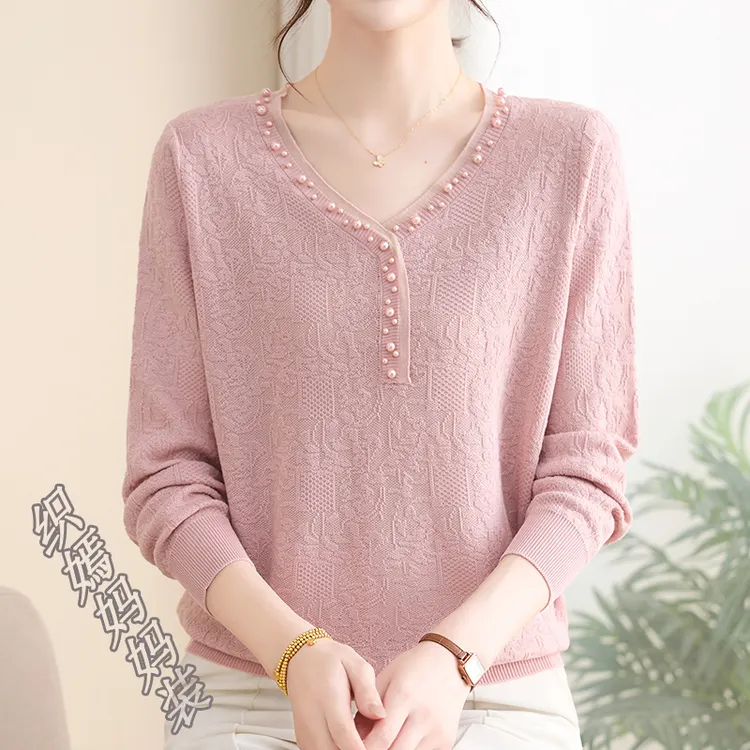 妈妈春秋季时尚针织衫薄款2025新款中老年女装宽松显瘦气质两件套