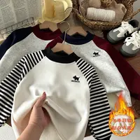 儿童加绒打底杉秋冬贴身内搭刺绣新款加厚保暖上衣舒适白搭w42