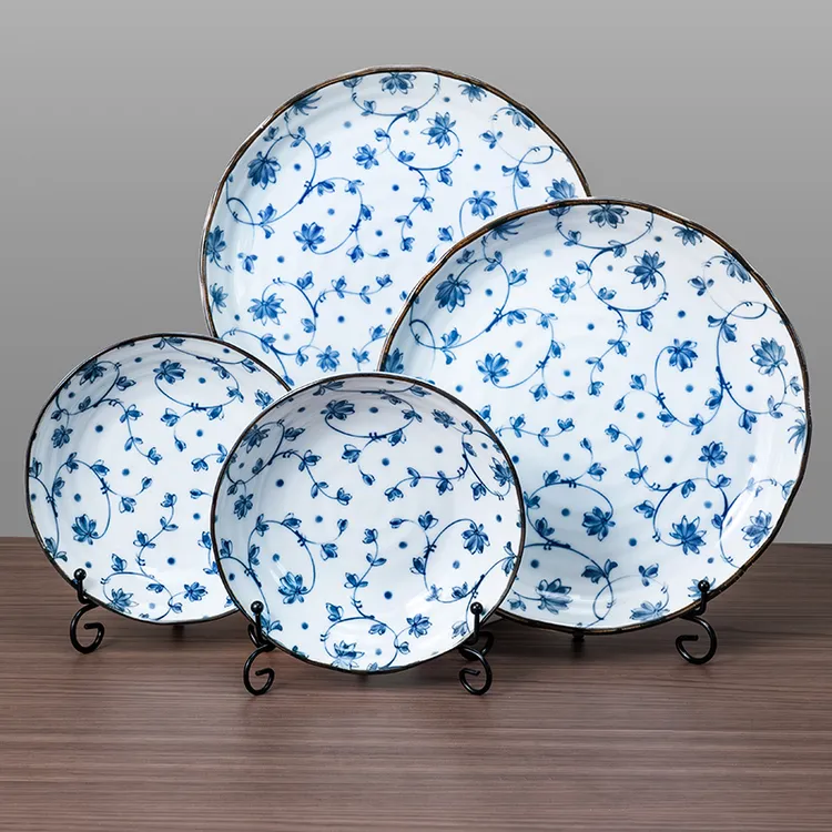 【主播推荐】美浓烧日本进口陶瓷饭碗餐具日式唐草纹釉下彩大号家用