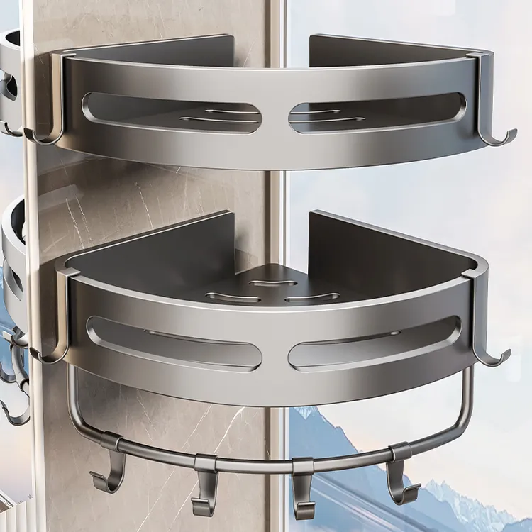 百悍卫生间置物架免打孔三角架壁挂式厕所洗漱台墙上浴室收纳架子